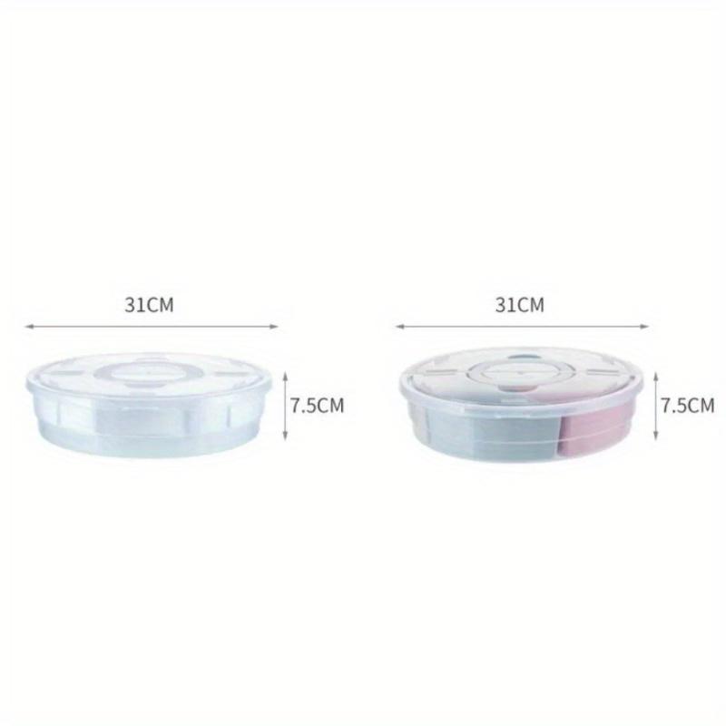 Multi - Compartment Round Food Storage Container with Transparent Lid and Convenient Handle - Ideal for Organizing Snacks