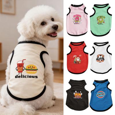 Pet Sleeveless T-Shirt, Round Neck Pet Tank Top, Breathable Summer Pet Clothes for Small Medium Dogs Teddy Bichon Frise