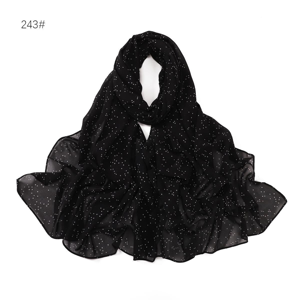 

Fashion Polka Dot Print Chiffon Scarf Muslim Femme Summer Hijabs Islam Headscarf Long Bandana Yiwu Beautiful Shawls