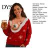 Long Sleeve Sweatshirt Christmas with Exposed Breast Print, Crewneck Pullover for Lightweight Women, Fake Low Cut Boob Pattern Top Xmas Party