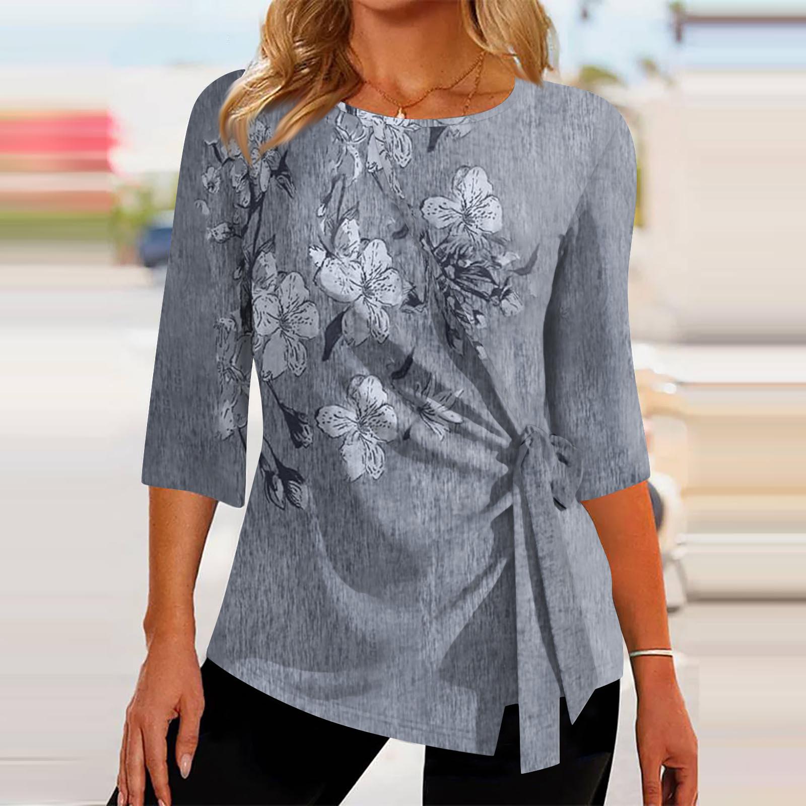 

Топы с рукавом 3/4 для женщин, летняя асимметричная футболка, облегающие повседневные топы, футболки, пуловеры, футболки, летние топы, топы с рукавами три четверти XXL