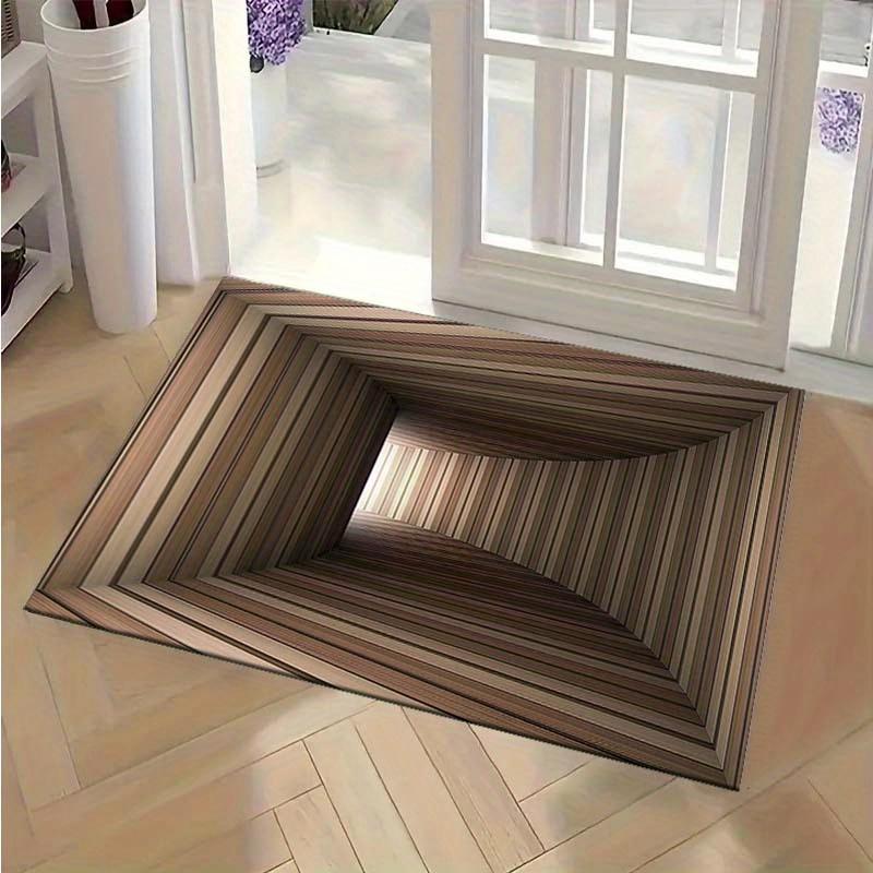 

Ковер-иллюзия 3D | Полиэстер Многоцветный полосатый дизайн Мягкий, моющийся ковер для гостиной и спальни Большой размер 50x80cm