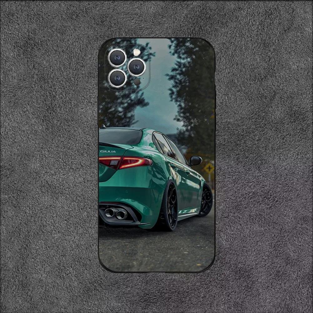 A-AlfaeS Sport Car R-RomeoS-S Phone Case For iPhone 16,15,14,13,12,11,Plus,Pro Max,XS,X,XR,SE,Mini,8,7 Soft Silicone Black Cover