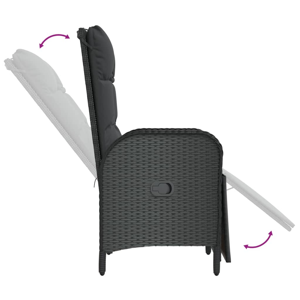 Vidaxl Folding Garden Chairs With Cushions, 2 Pcs., Poly Rattan