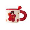 Girls’ Good looking Red Festive Ceramic Mug  New Year’s Mug with Lid and Spoon Gift for Besties As Souvenirs