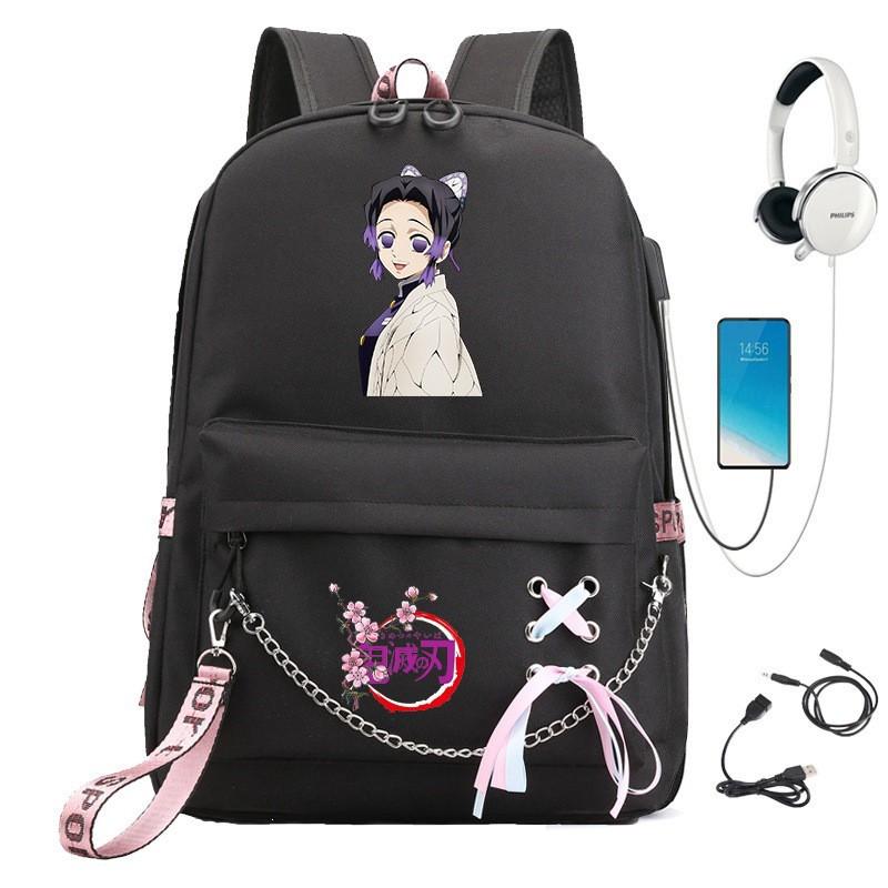 Anime Cosplay School Backpack With Chain Strap Teens - Lightweight Waterproof Canvas Rucksack High Students