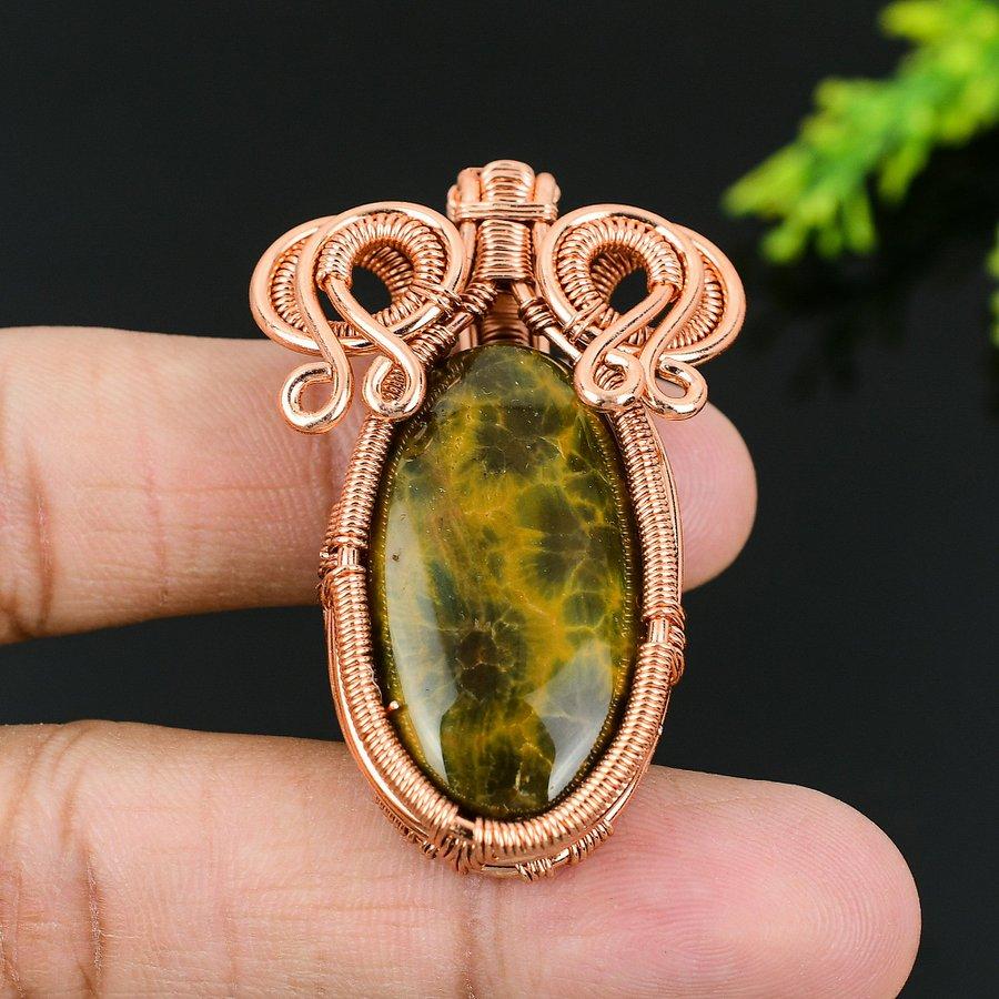 Natural Golden Pietersite Gemstone Copper Wire Wrap Gift Pendant 2.09 n8g54