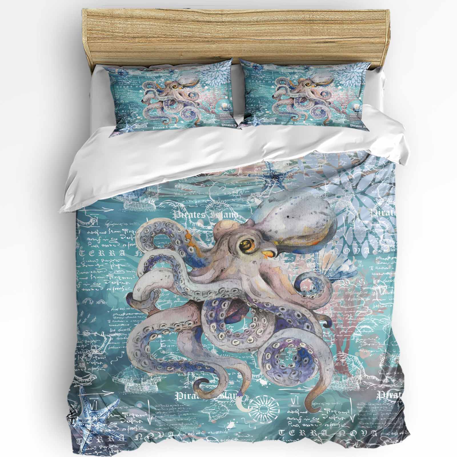 

Comforter Horror Octopus Retro Cthulhu With Pillow Case Custom Comforter 3Pcs Bedding Set Double Bed Home Textile Comforter (quilt)-EU Single(135*200cm)3pcs