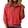 Pull en tricot pour femme 2026 à fermeture éclair et col revers - Coupe ample à manches longues pour un style décontracté
