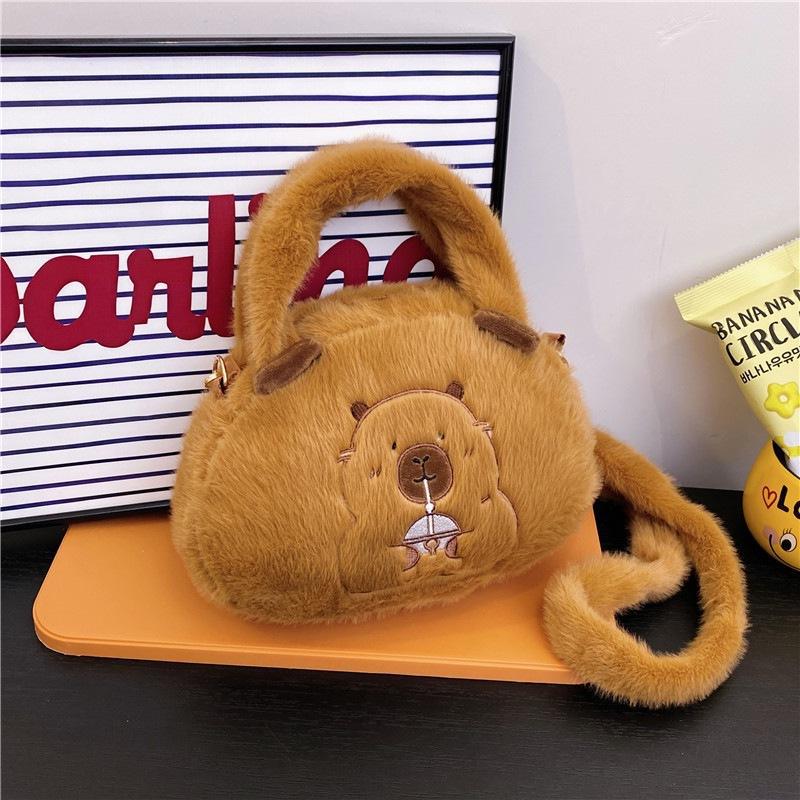 Capybara Plush Crossbody Bag - Cute Cartoon Doll Storage Bag