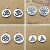 10 szt./partia Srebrny kolor Czakra Amulet OM Budda Lotos Wisiorki Pasują do DIY Tworzenie Biżuterii Elementy Akcesoria do Bransoletki Jogi 15*15mm