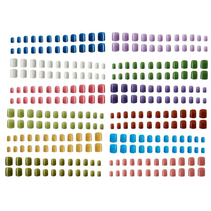 

24 сетки однотонные яркие поверхности носимые ногтевые пластины короткие стильные смешанные цвета накладные ногти съемный нейл-арт 288 pieces per box сплав оранжевый