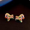 Zircon red natal year pony earrings light luxury stud earrings exquisite cute earrings