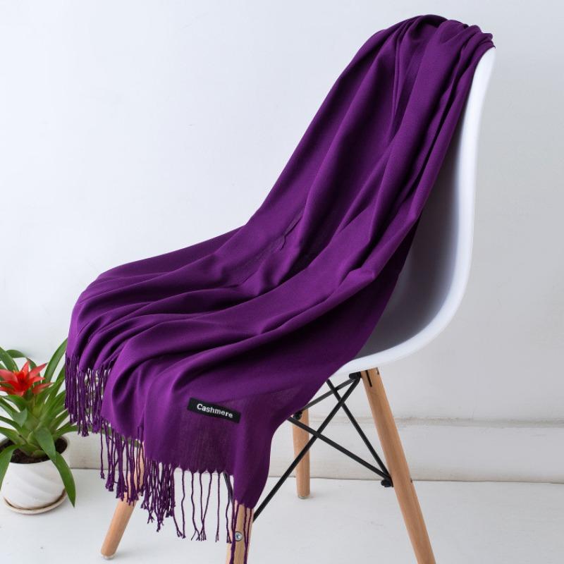 Solid Color Imitation Cashmere Scarf Women, Thin Spring and Summer Long Air Conditioner Shawl, Autumn and Winter Warm Malaysian Headscarf
