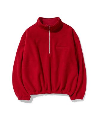 EXPRESSHOLIDAY Brushed Cotton Shell Half-Zip_Burgundy