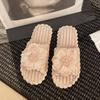 Fashion 2025 NEW  Women's Floral Indoor Flat Bottom Plush Autumn Winter Cotton New Version Single Strap Indoor Slippers