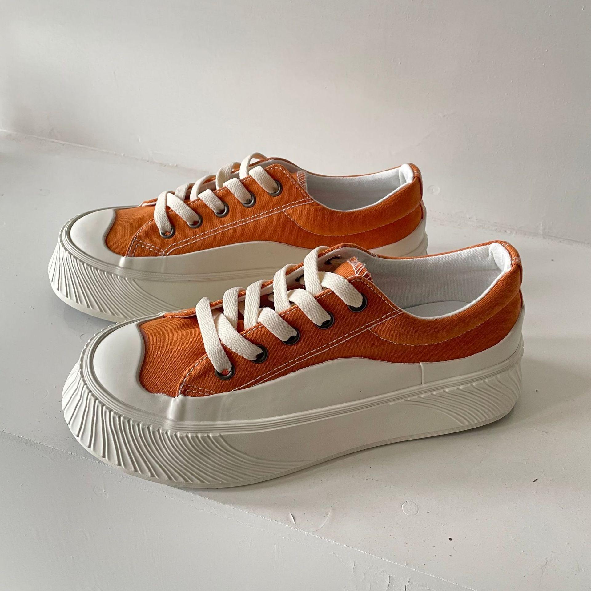 

Fashion Womens Breathable Casual Ladies Thick Bottom Shoes 2025 Ins Fashion Soft Flat Big Head Shoes Vulcanized Non-slip Shoes 12-Color 5.5(35)