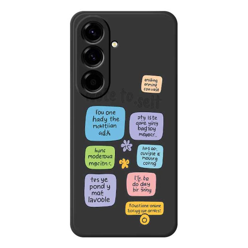 

For Samsung Galaxy A56 5G Case Colored Sticky Notes Pattern Printing Straight Edge TPU Phone Back Cover Black