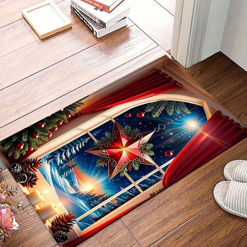 

1pc Christmas Five-pointed Star Area Rug, Slip-Resistant, Easy-Clean, Stain-Resistant, Perfect for Cozy Living Rooms, Bedrooms, Kitchens, Of 60cm by 90cm