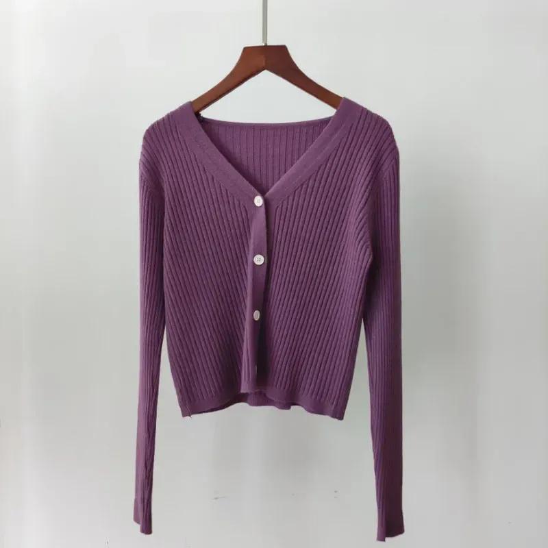 Autumn V-neck Office Knitted Sweater Jacket Casual Long Sleeve Cardigan Elegant Solid Button Sweater Coat Winter Clothing 29624
