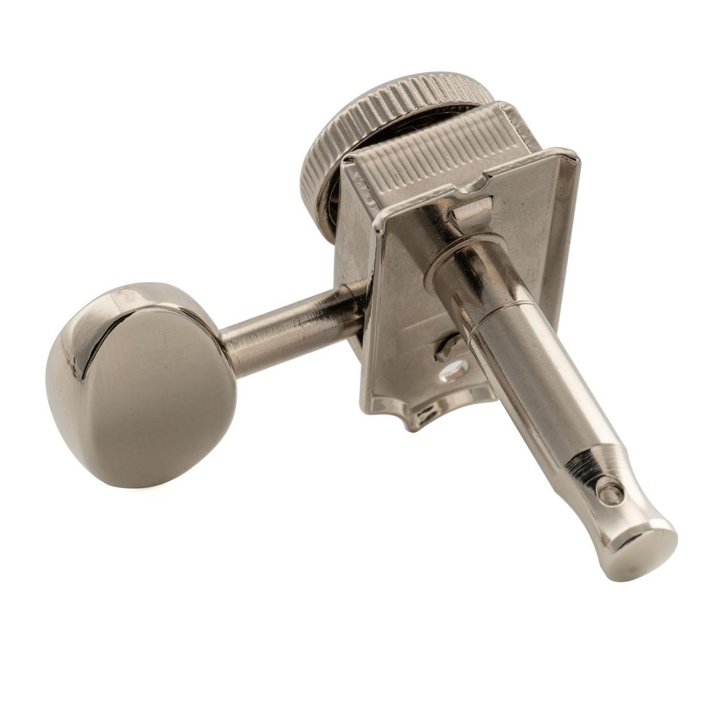 Musiclily Pro R18T Locking Gear Vintage Kluson Oval Nickel für und Telecaster E-Gitarren 6-in-line Linkshänder Halbgeschlossene Mechaniken, 18:1 Übersetzung,