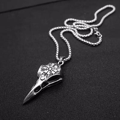 Stainless Steel Viking War God Raven Pendant - Unisex Titanium Steel Accessory