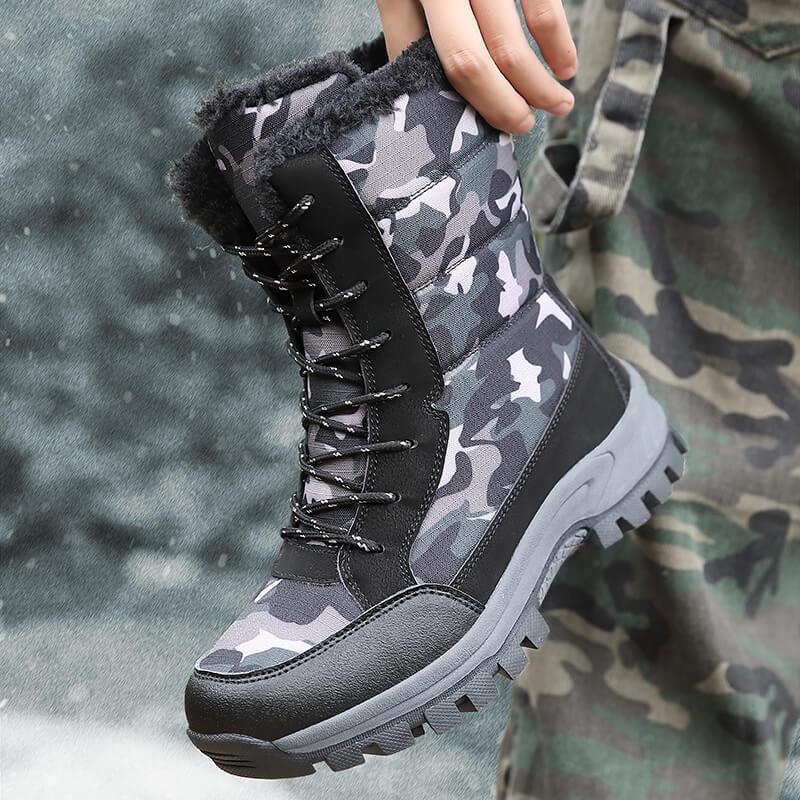 Winter Gaobang Snow Boots Velvet Couple Camouflage Warm Cold Outdoor Camping Hiking Shoes
