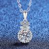 Women's Platinum O-Link Necklace, Carat D-Color Moissanite with Round Pouch Pendant, Dainty Choker