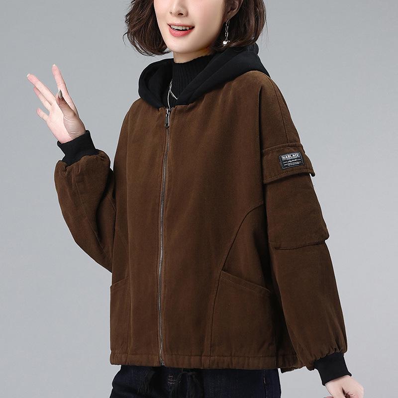 Women's Plus Size Fleece-Lined Jacket - 2024 Autumn/Winter Trend, Thick, Warm, and Stylish for Mature Fashion.