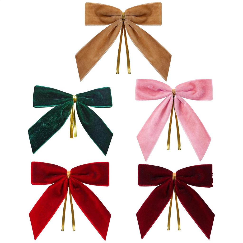 Christmas Tree Bows Rustic Crafts Velvet Bows Set of 24 Holiday Christmas Wreaths Bows Velvet Bows for Christmas Home Holiday