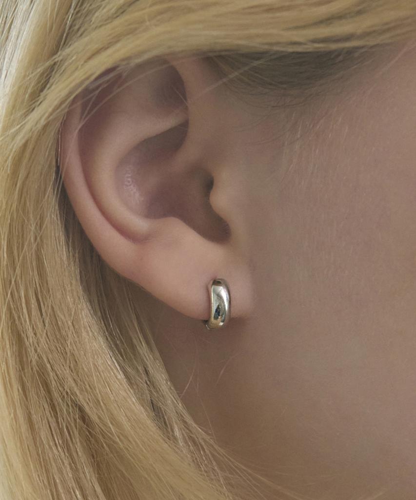 Akarki 925 Silver Steel One-Touch Ring Earrings / 2 Types
