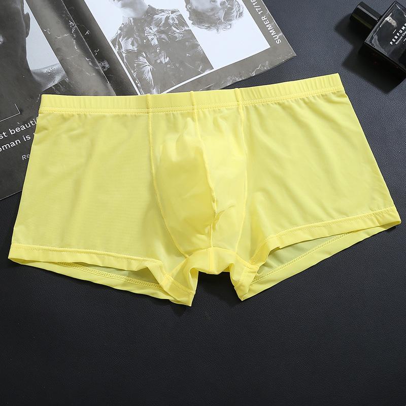 Men's Underwear Ice Silk Flat Angle Pants Transparent Sexy Low Waist Ice Silk Ultra-thin Men's Underwear