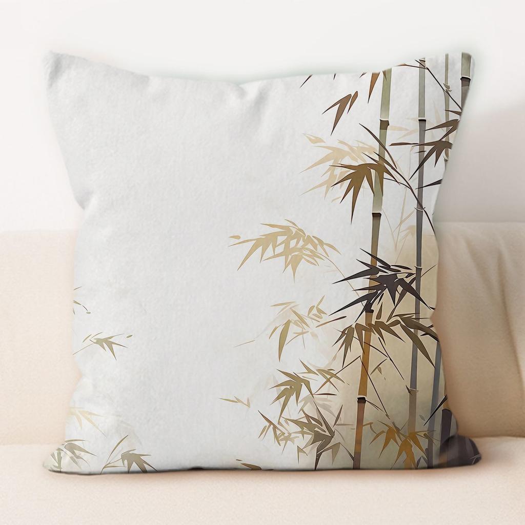 Traditional Chinese Ink And Bamboo Pillowcase, Suitable For Home Sofa Decoration, Living Room, Dormitory