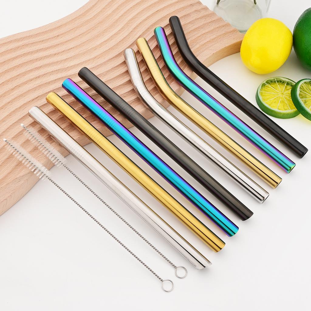 6pcs Fruit Juice Milkshake Cocktail Straw Pearl Milk Tea Drinking Straw Set Wide 12mm Stainless Steel Straw Home Bar Accessories