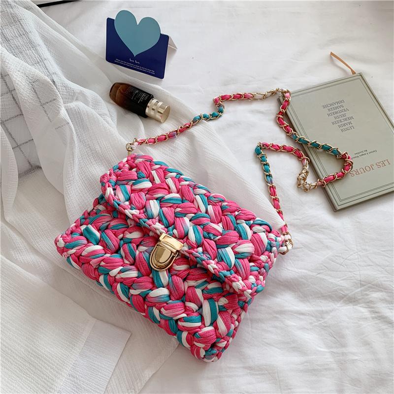 Bolsas de Mão Femininas da Moda Bolsa de Tecido Alça de Crochê Casual Ombro Transversal Clutch