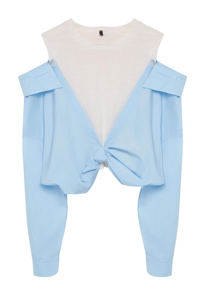 Women's Fashion Stylish Sweater Ecru Crop Woven Garni Knitwear Sweater