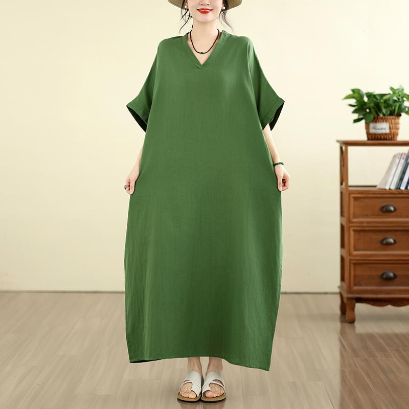 DIMANAF New 2026 Women Plus Size Summer Casual Holiday Long Dress Cotton Loose Oversize Maxi Beach Sundress Solid Elegant Lady