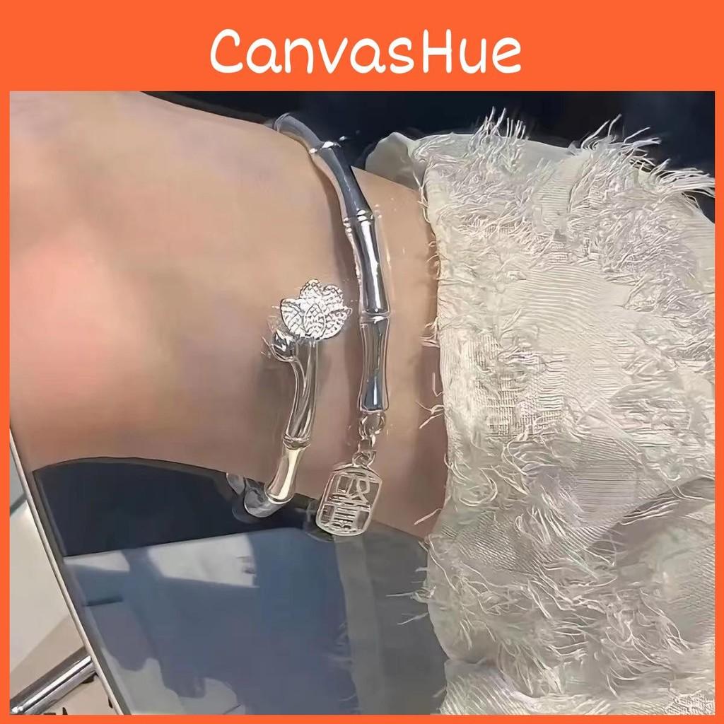 Lotus Geometric Trendy Bamboo Bracelet Chic Alloy Bangle Womens Gift Jewelry