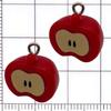 Set of 20 Red Resin 3D Fruit Charms: Strawberries and Apples for DIY Jewelry.