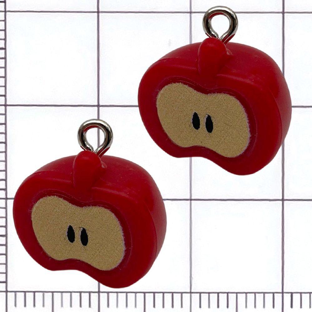 Set of 20 Red Resin 3D Fruit Charms: Strawberries and Apples for DIY Jewelry.