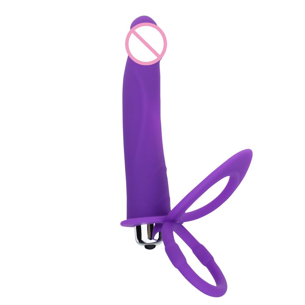 Silicone Double Penetration Penis Vibrator Strap On Dildo Vibrator Anal Plug Prostate Massage Anal Plug Sex Toys for Men Sexo