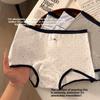 Plus Size Ladies Spring and Autumn Fun Dachshund Dog Stripe Preppy Cotton Extended 10A Antibacterial Flat Angle Briefs