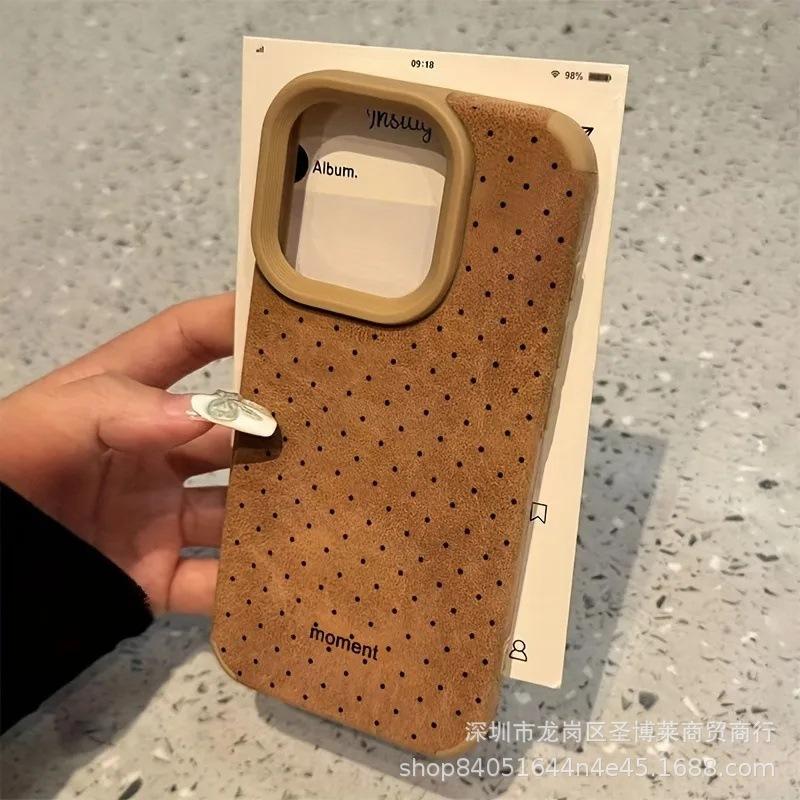 Black Polka Dot for iPhone16/15ProMax Apple 15 Mobile Phone Case 11 Fluff Leather XR Protective Case