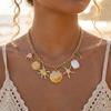 Bohemian Zon Zeester Schelp Ketting Necklace voor Vrouwen Vintage Schelp Meerdere Hangers Choker Zomer Strand Vakantie Sieraden