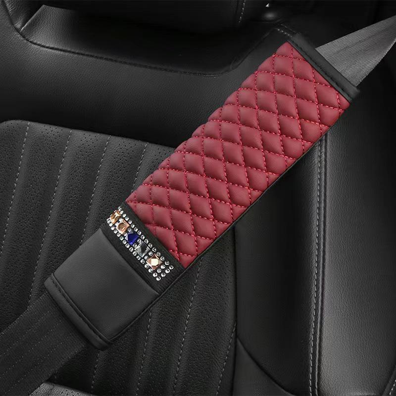 Embroidered Diamond Car Seat Belt Shoulder Pad - Universal Fit for All Seasons