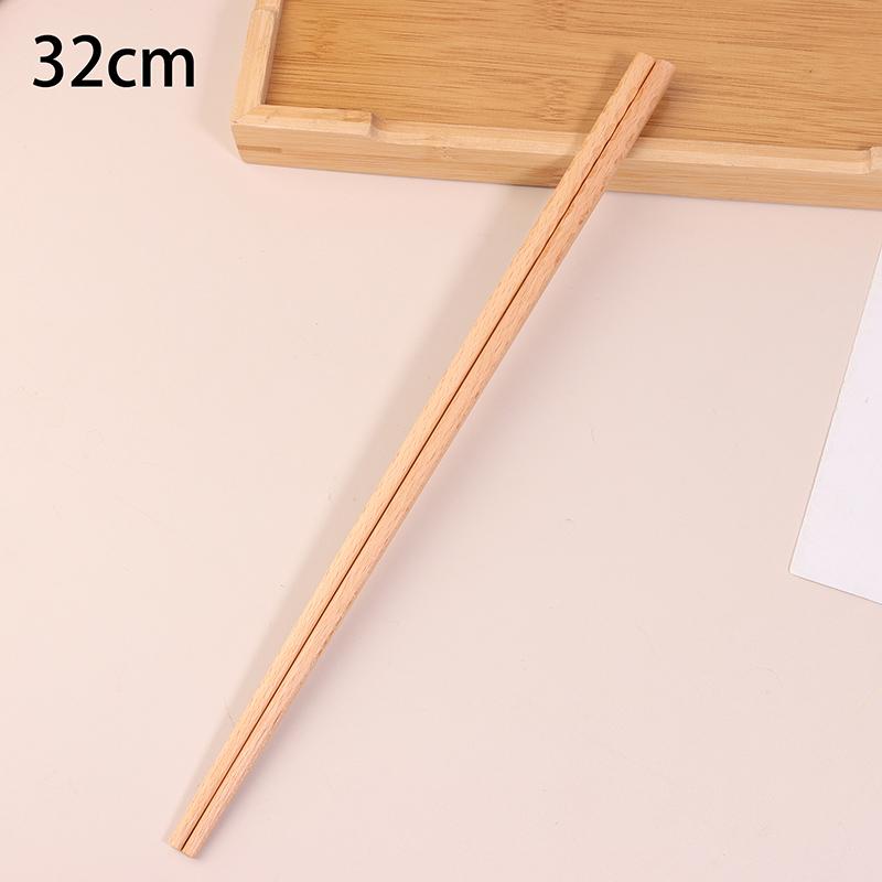 Japanese Extra Long Wooden Chopsticks Polished Beech Wood Fired Food Noodle Anti-Slip Chopsticks Kitchen Cooking Tools