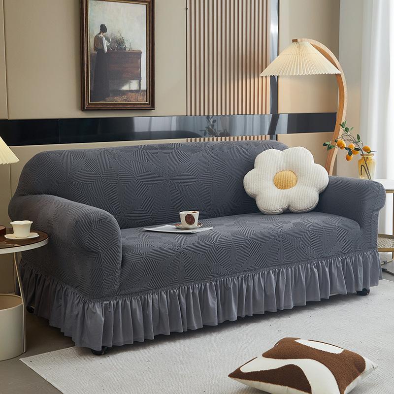 Supply High-Grade Skirt Hemming Sofa Cover Elastic All-Inclusive Four-Season Universal Sofa Protective Cover Solid Color