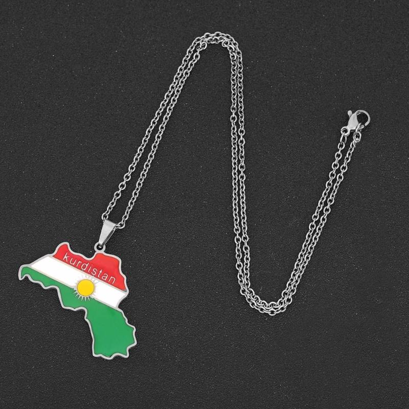 Map Necklace Kurdistan Pendant Necklaces Charm Jewelry Gifts Kurdish Ethnic Adjustable Accessories Hip Hop Necklace