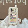 Cute Plush Phone Case for iPhone 11 12 13 14 15 16 17 Pro Max Plus Retro Game Console Design with Camera Stand Soft Fuzzy Cover