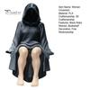 Black Robe Women Shelf Sitter 3D Printed Figurine, Sitting Hooded Female Desk Ornament Sitter, Gothic Statue for Home Office Bookshelf Decoration